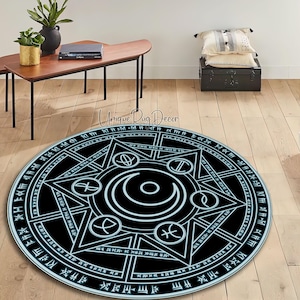 Tappeto con cerchio magico del pentacolo, tappeto satanico del pentagramma, tappetino Wicca, arredamento gotico, tappetino per la tavola degli spiriti