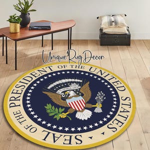 Presidential Seal Rug: Oval Office Decor, American Eagle Mat - Etsy