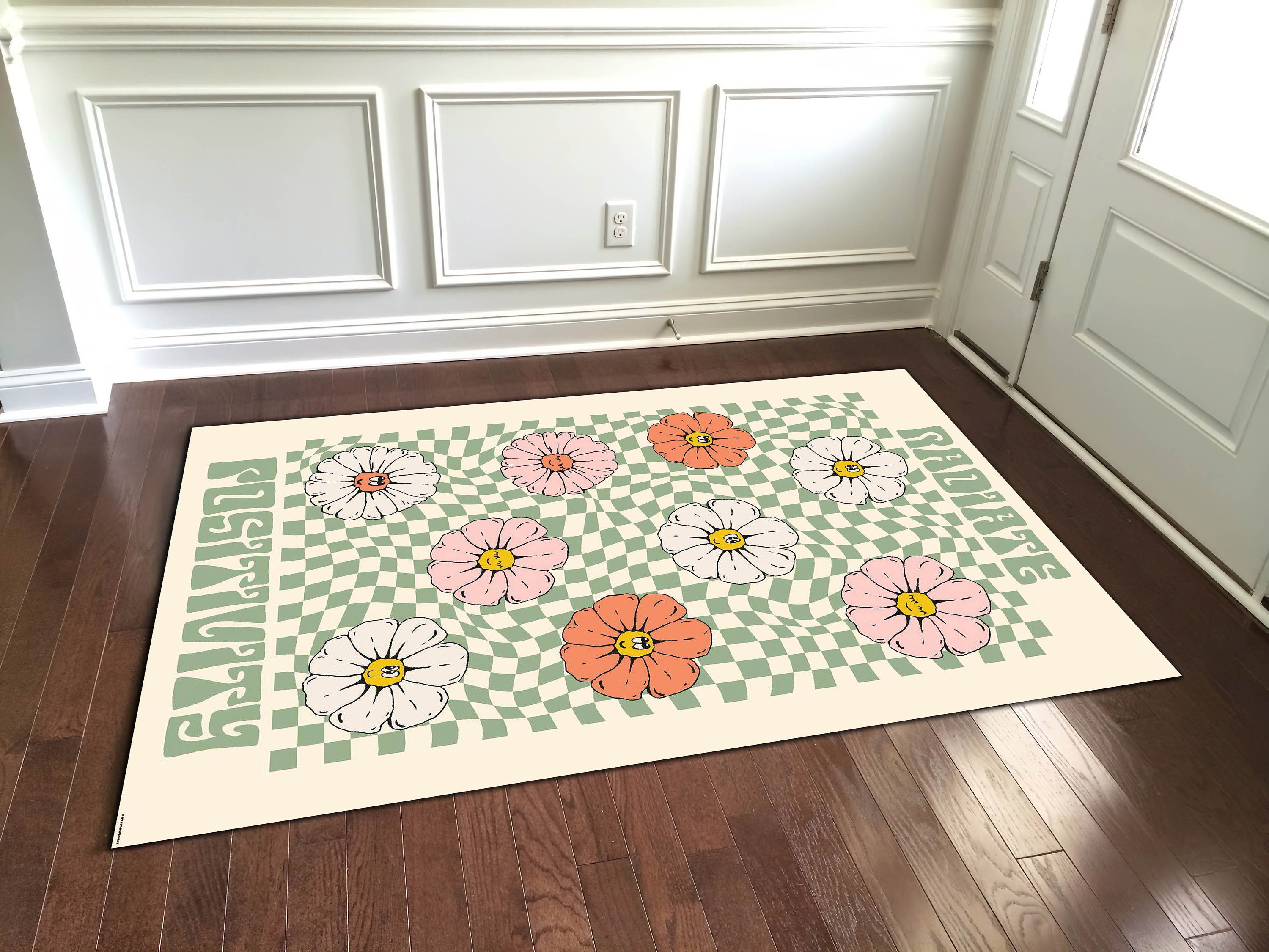 Discover Retro 70s Vintage Rétro Fleur Tapis