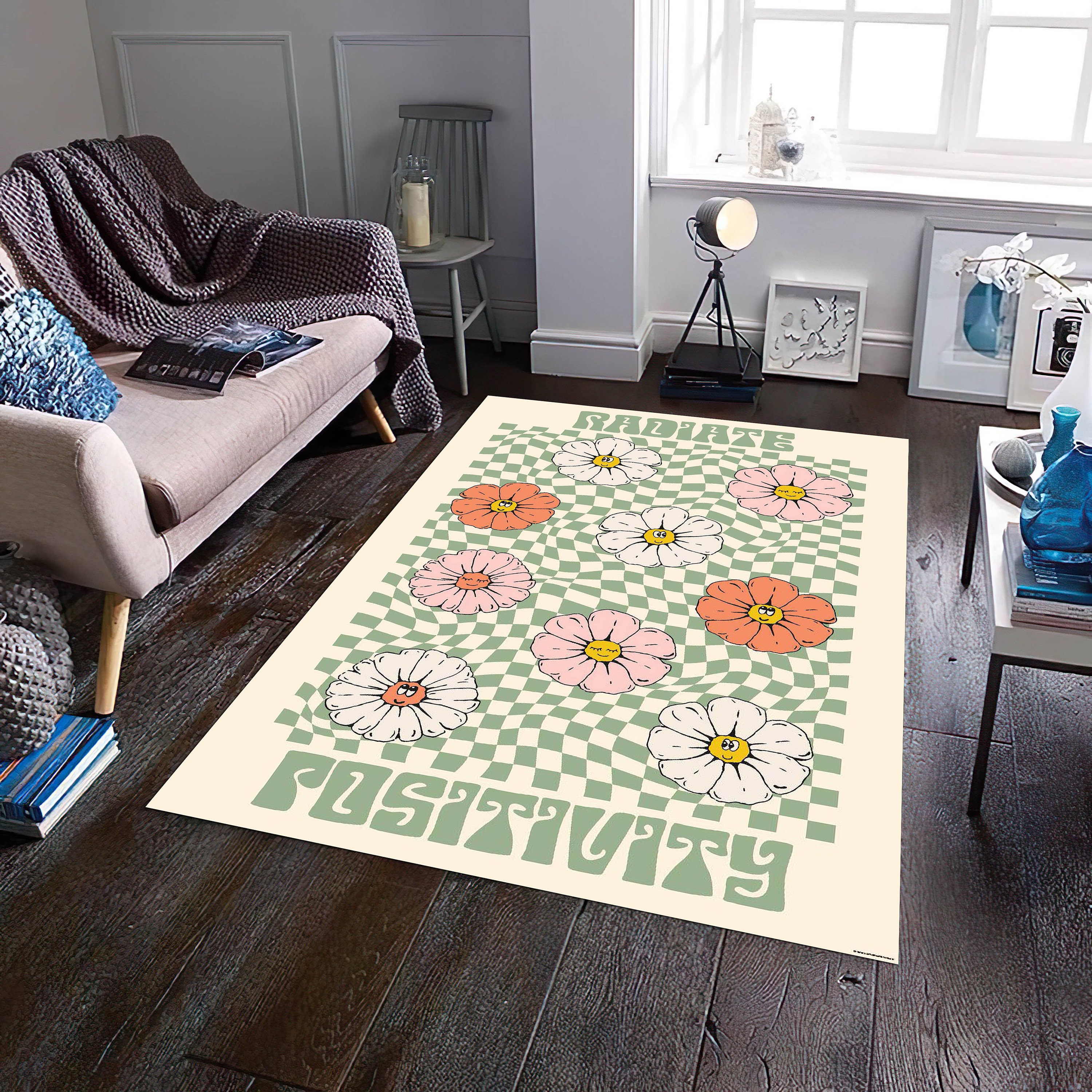 Discover Retro 70s Vintage Rétro Fleur Tapis