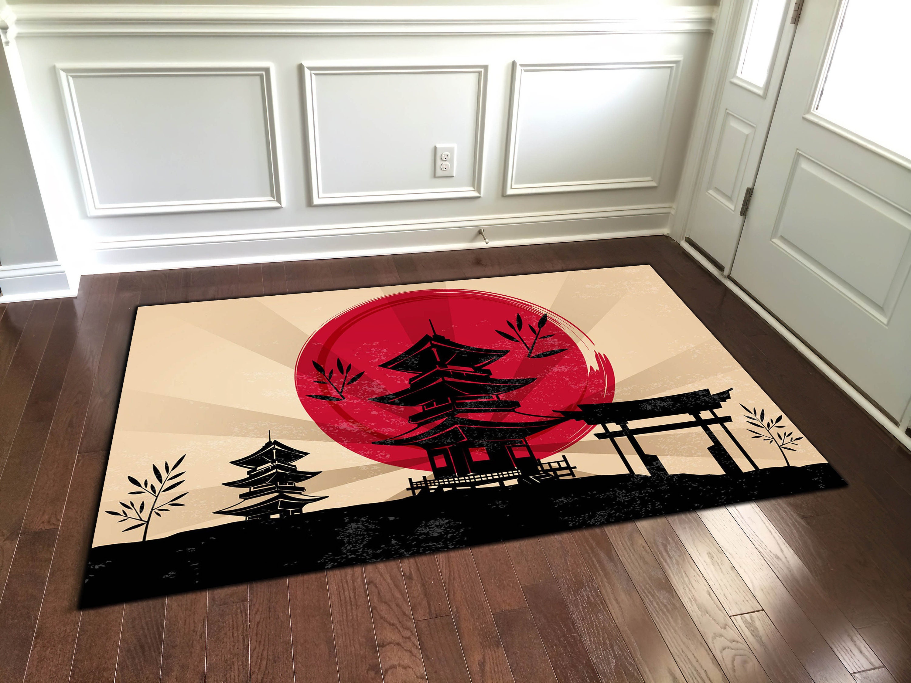 Japanese Design Rug Japan Themed Rug Pattern Rugpopular Etsy