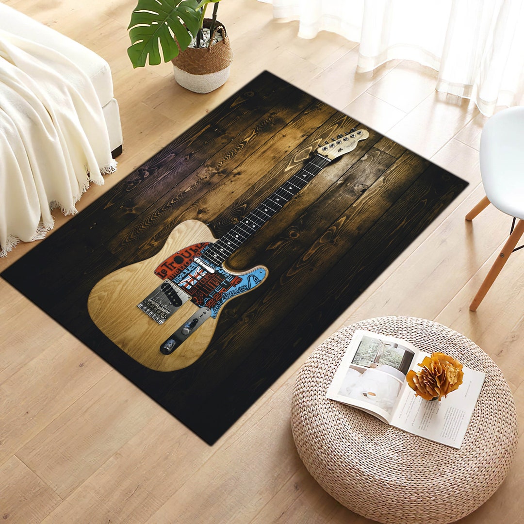 Guitar Fender, Music Lover Rug, Modern Rug, Living Room Rug, Rug, Best