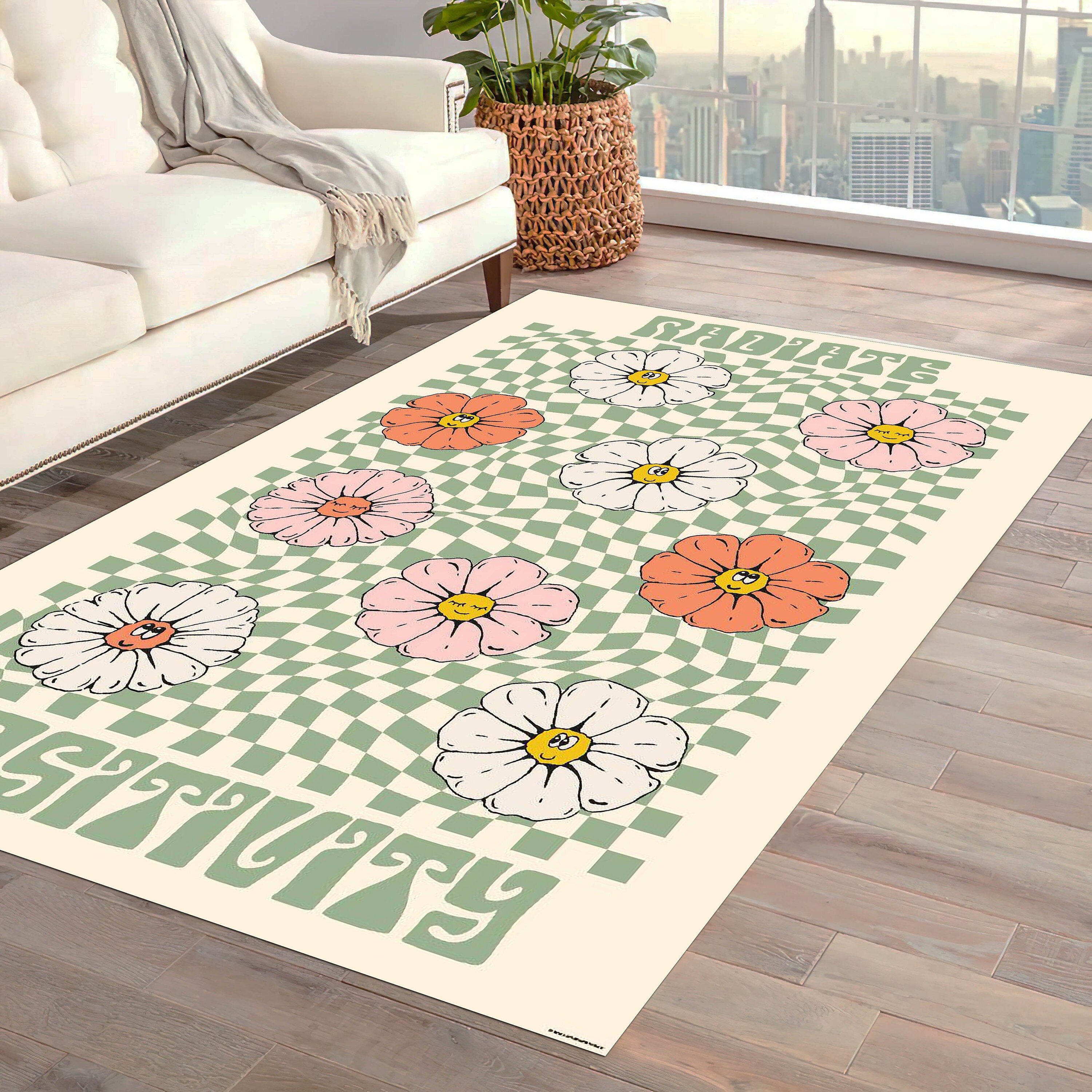 Discover Retro 70s Vintage Rétro Fleur Tapis