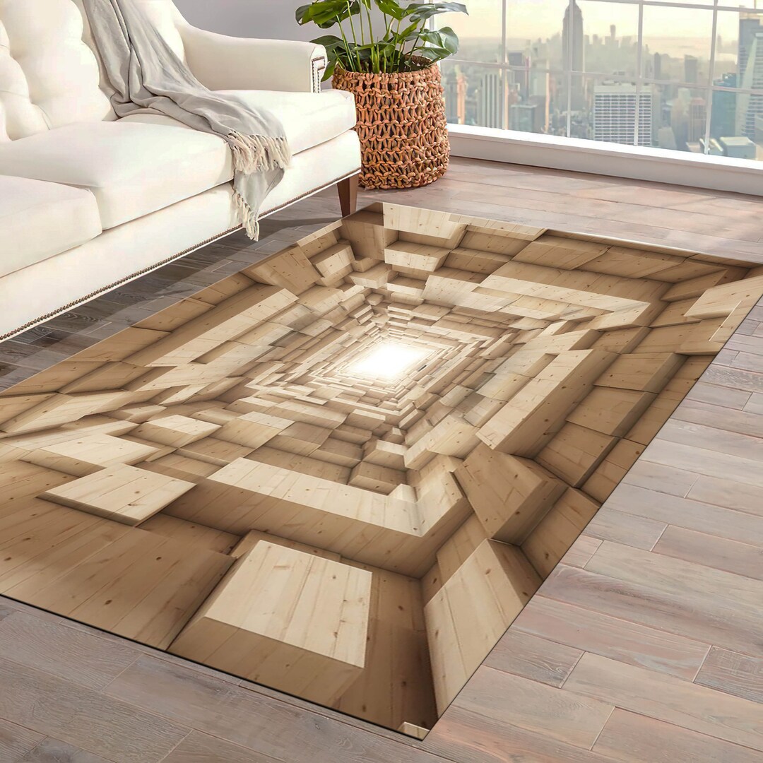 Tunnel Rug, Optical Illusion Rug, Illusion Rug, Rectangular Illusion