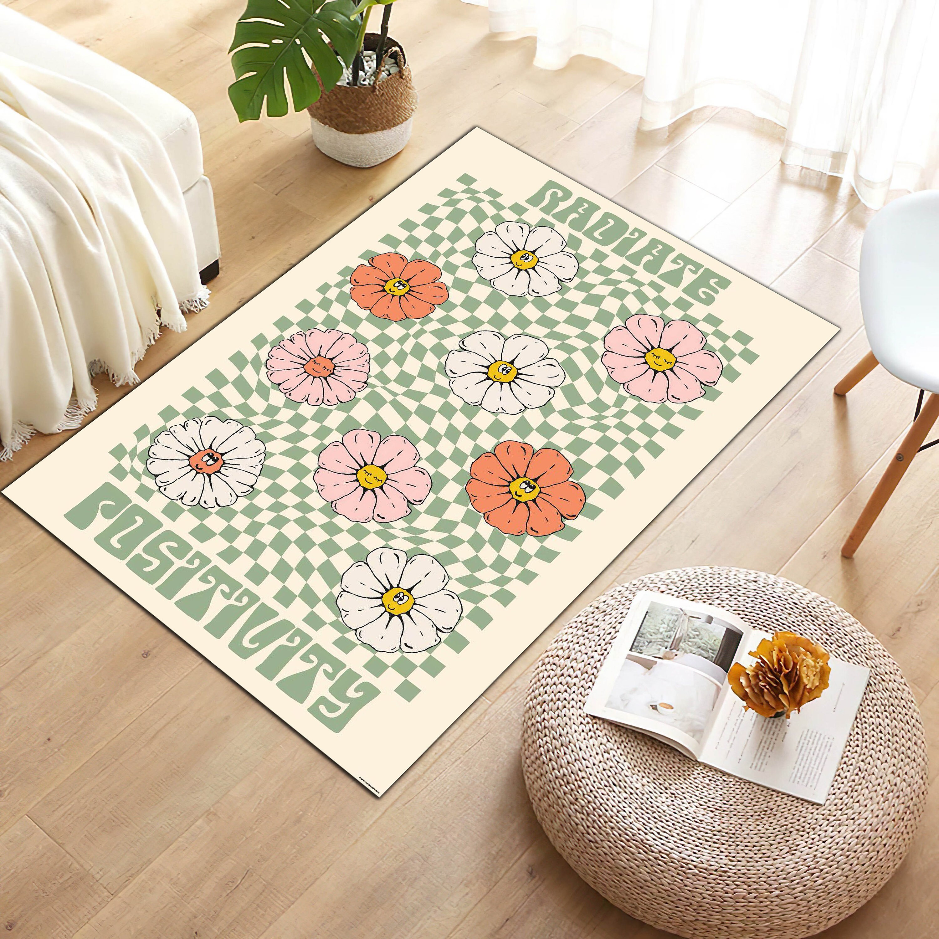 Discover Retro 70s Vintage Rétro Fleur Tapis