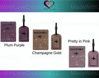 Rhinestone Encrusted Passport Holder & Luggage Tag Set