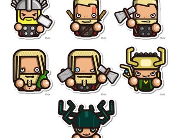 7 Marvel's Thor Cartoon Character Vinyl Sticker