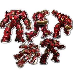 5 Marvel Ironman Hulk Buster Cartoon Charakter Vinyl Aufkleber, Laptop Aufkleber, Party Bag Filler