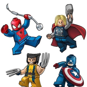 6 Brick Marvel Cartoon Fan Art Character Vinyl Sticker