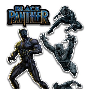 5 Marvel Black Panther personaje de dibujos animados vinilo pegatina, calcomanías para portátiles, relleno de bolsas de fiesta