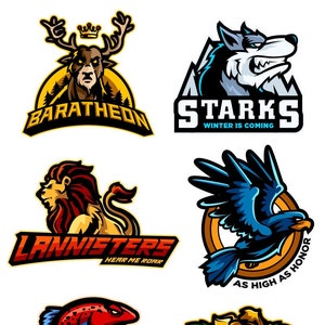 7 Assorted Game of Thones Family Sigils Vinyl Stickers