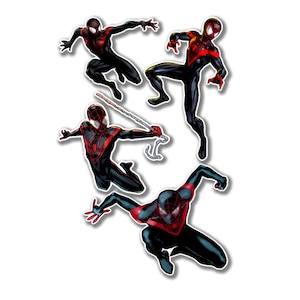 4 Marvel's Miles Morales Cartoon Character Vinyl Sticker, Laptop Decals, Party Bag Filler