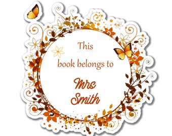 15 Personalised Teacher's Book Label Stickers, Teacher Stationery, This book belongs to Stickers - From the library of stickers