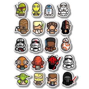 20 autocollants en vinyle de personnages de dessins animés Star Wars assortis, autocollants pour ordinateur portable, remplisseurs de sacs de fête