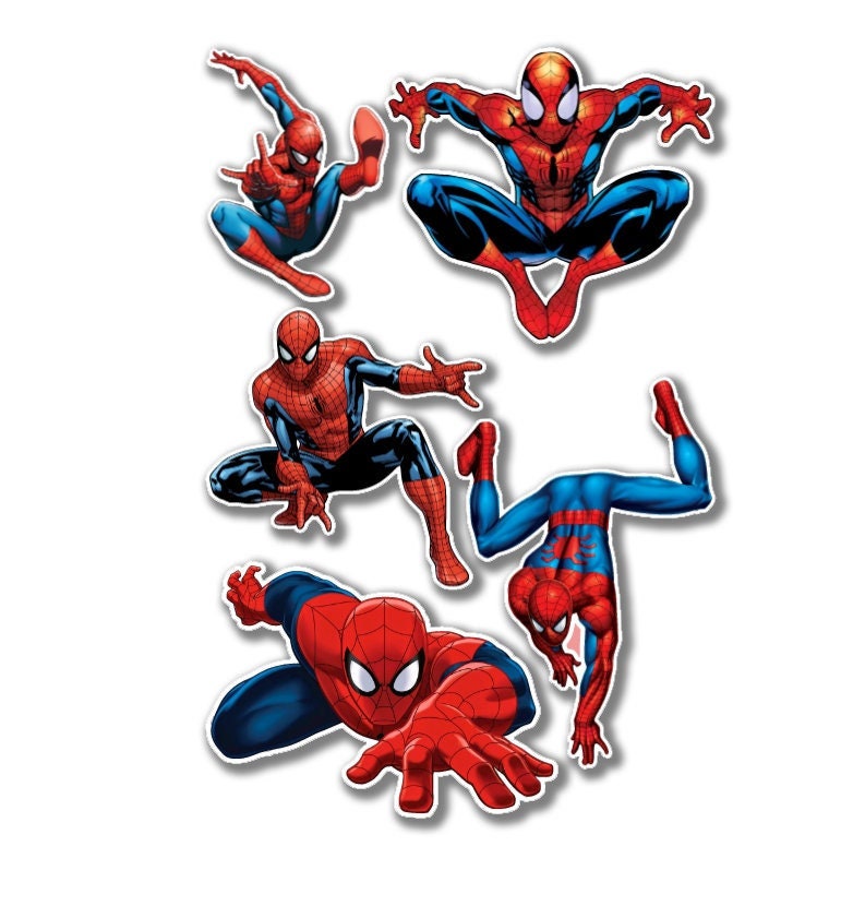 Assorted Marvel Spiderman Cartoon Character Vinyl Sticker Etsy