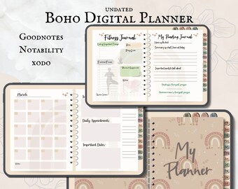 2023 Undatierter Digitaler Planer, Goodnotes Planner, Notability Planner, Digitale Journale, Notizblock, Undatierter iPad Planner, Täglich, Wöchentlich, Monatlich