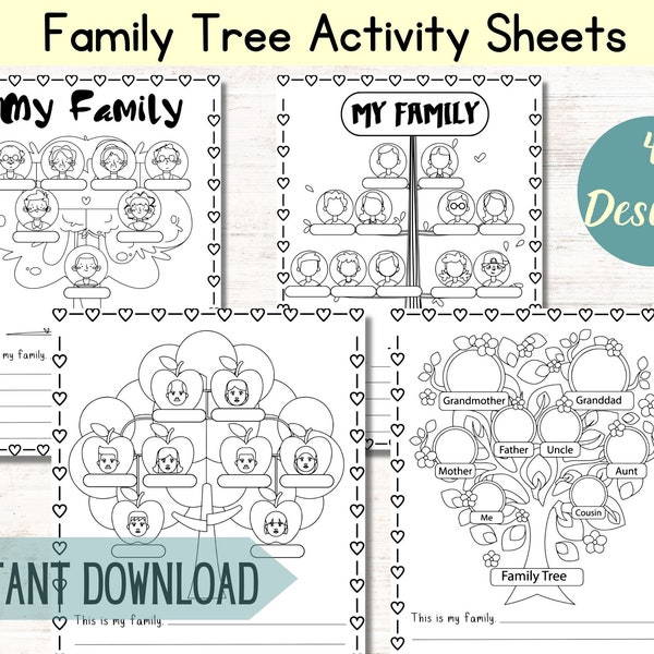 Family Tree Printable Template, Fillable Family Tree Chart, Family Tree Printable for Kids, Family Tree Chart Template