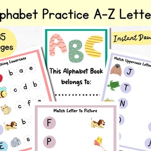 Alphabet Letters Printable Activity Bundle, Letter Practice Worksheets, Kindergarten Activity Sheets, Learning Activity Practice