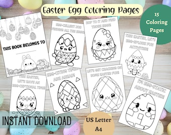 Easter Egg Coloring Pages for Kids, Easter Coloring Sheets, Easter Egg Printable Coloring Book, Kids Easter Coloring Pages
