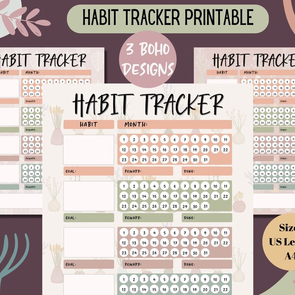 Habit Tracker Monthly Printable, Habit Planner 2023, Habit Tracker Template, Routine Tracker