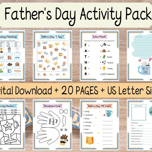 Fathers Day Activity Printable for Kids, Fathers Day Personalized Gift from Kids, Printable All About Dad Fill In Template