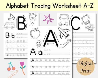 Alphabet Letter Tracing Kids Printable Worksheets, Uppercase Lowercase Alphabet Letter Printable, Preschool Letter Tracing Activity for Kids
