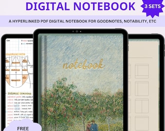 Digital Notebook, Digital Notes, Cornell journal, Goodnotes Cornell notes, Notability template, goodnotes template, iPad Notebook, Aesthetic
