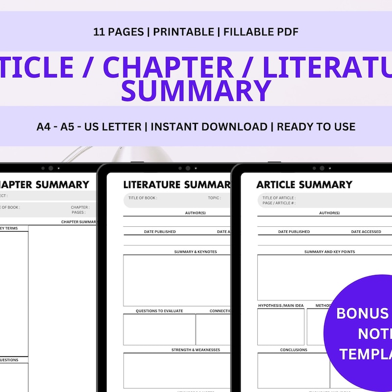 Reading Summary Notebook - Etsy UK
