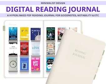 Diario de lectura digital, planificador de lectura digital, rastreador de lectura, diario de reseñas de libros, registro de libros, registro de lectura, estantería digital, rastreador de libros
