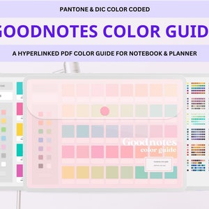 Guía de colores Goodnotes más económica para cuadernos y agendas digitales, diseño minimalista simple, páginas con hipervínculos completos, guía de colores digital para iPad