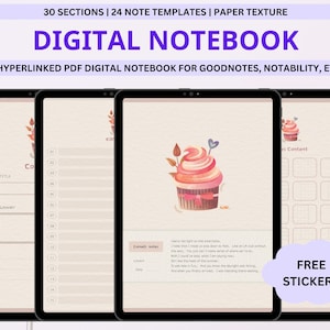Portrait Digital Notebook Goodnotes, 30 Tab Digital Notebook for GoodNotes, Notability Notebook, Digital Notes Template, Student Notebook