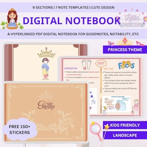Cute Digital Notebook, 9-Subject Colored Digital Notebook, Goodnotes Notebook Notebook, Hyperlinked Notebook, Student Notes, College Journal