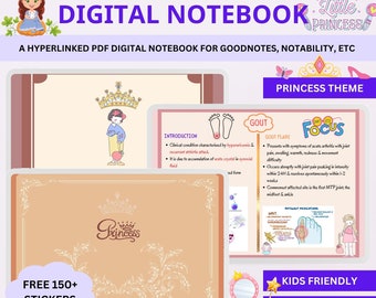 Cute Digital Notebook, 9-Subject Colored Digital Notebook, Goodnotes Notebook Notebook, Hyperlinked Notebook, Student Notes, College Journal