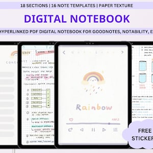Rainbow Digital Notebooks with Tabs, GoodNotes Notability iPad Notebooks for Students,  Pastel Lined, Cornell, Study, Planner Templates, PDF