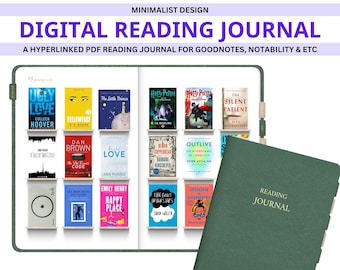 デジタル読書ジャーナル、書評、Goodnotes 用ライブラリ トラッカー、デジタル読書ログ、デジタル本棚、iPad 用読書プランナー、PDF