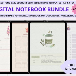 Digital Notebook Bundle, Portrait Digital Notebooks, Student Notebook, Digital Notes  Cornell Templates, Hyperlinked Notebook for Goodnotes