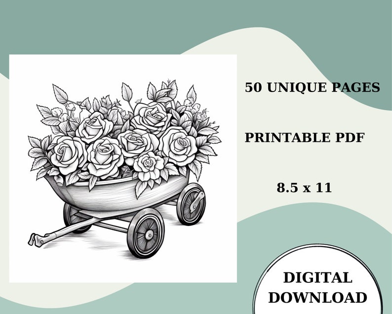 50 Wheelbarrow Coloring Pages Printable PDF A4 Adult Etsy