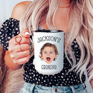 Opa Becher Geschenk, personalisierte Baby Gesicht Fototasse für Opa Geburtstag, Baby Gesicht Kaffeetasse, Opa Geschenk, individuelle Gesichtstasse für Vatertag