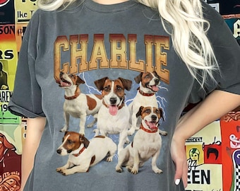 Custom Vintage Bootleg Pet Shirt Pet Photo + Name Custom Dog Portrait Personalized Shirt Custom T Shirts Cat Shirt 90's Tee Comfort Color