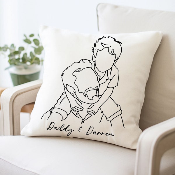Custom Line Art Pillow, Customizable Pillow Case, Family Line Art, Personalized Couple Portrait, Line Drawing, Personalized Family Portrait