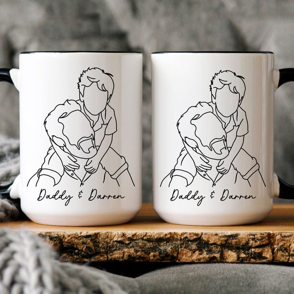 Custom Line Art Mug From Photo, Personalized Couple Photo Mug, Line Drawing Mug, Sketch from Photo, Personalized Family Portrait Mug