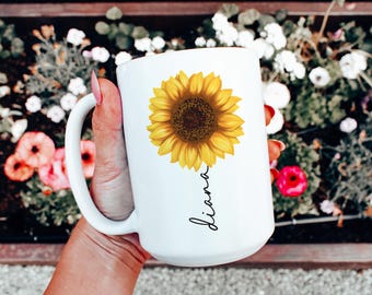 Caneca Girassol Personalizada: Xícara de Café de Cerâmica Personalizada