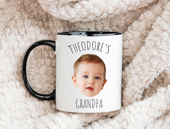 Personalized Baby Photo Grandpa Mug: Custom Face Coffee Mug Gift