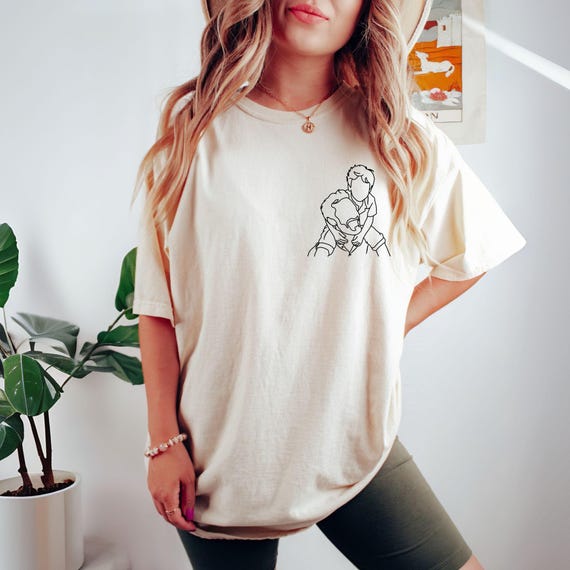 Personalized Portrait Outline Shirt: Custom Line Art Comfort Colors Tee