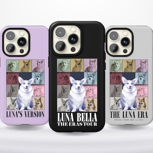 Funda de teléfono personalizada de Eras, foto de perro personalizada, retrato de mascota personalizado, funda de teléfono divertida, gira de Dog Eras, estilo Eras, funda de teléfono personalizada como regalo de cumpleaños