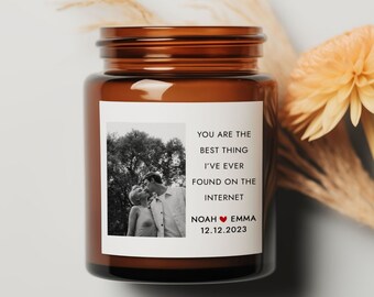 Gepersonaliseerde fotokaars, aangepaste tekstkaars, gepersonaliseerd jubileum, cadeaukaars valentijnspaar, kaars jubileum, verjaardagscadeau