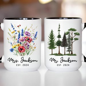 Personalized Mr & Mrs Coffee Mugs, Husband and Wide Mugs, Wedding Gift For Couple Mug, Bride and Groom Set, Mr and Mrs Coffee Mugs Him/Her
