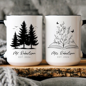 Mr and Mrs Mugs, Engagement Mug, Couple Mugs, Matching Mugs, Wedding Gift, Gifts for Couple, Personalized Gift For Him/Her, Custom Text Mug