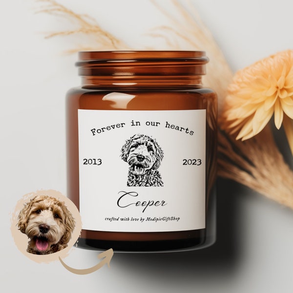 Memorial Candle Customized Dog Candle Cat Portrait Art Pet Picture Memorial Candle Lost Pet Gift Scented Soy Candles Pet Sympathy For Friend