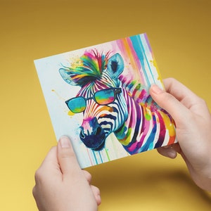 Carte de voeux Zebra Cool, carte vierge pour le plaisir, enfants, adolescents, anniversaire, merci, fête